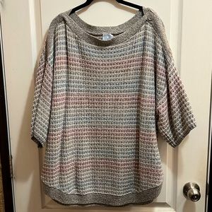 Button Detail 3/4 Sleeved Sweater 3X